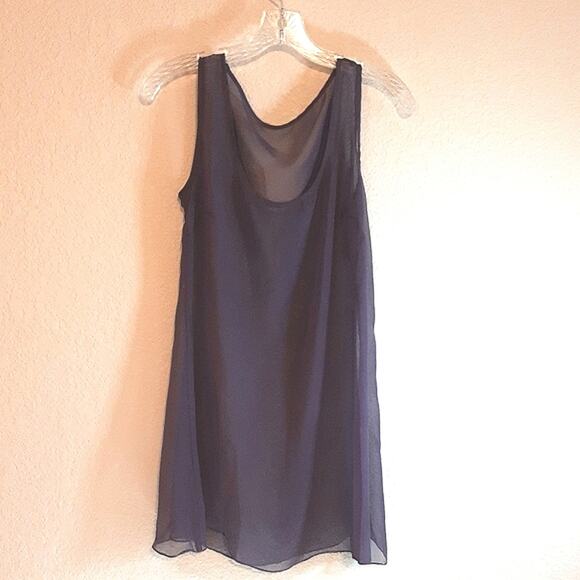 Anthropologie Trinity Purple 100% Silk Empire Waist 90s Sheer Floral Mini-Dress - Picture 10 of 15